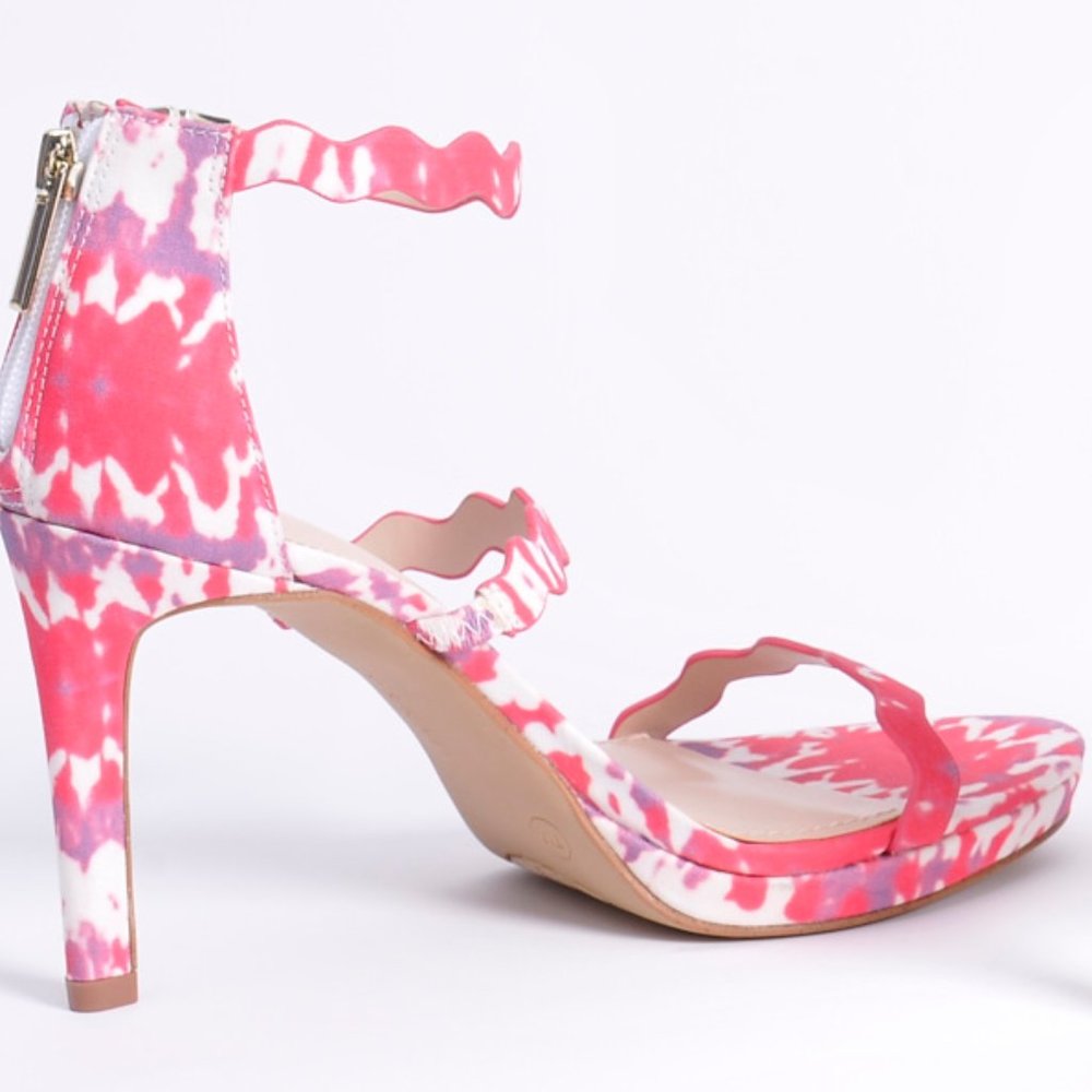 Kelly and Katie, Womens Pink Multi Strappy Zip Heels Shoes Size 7M - Picture 6 of 9